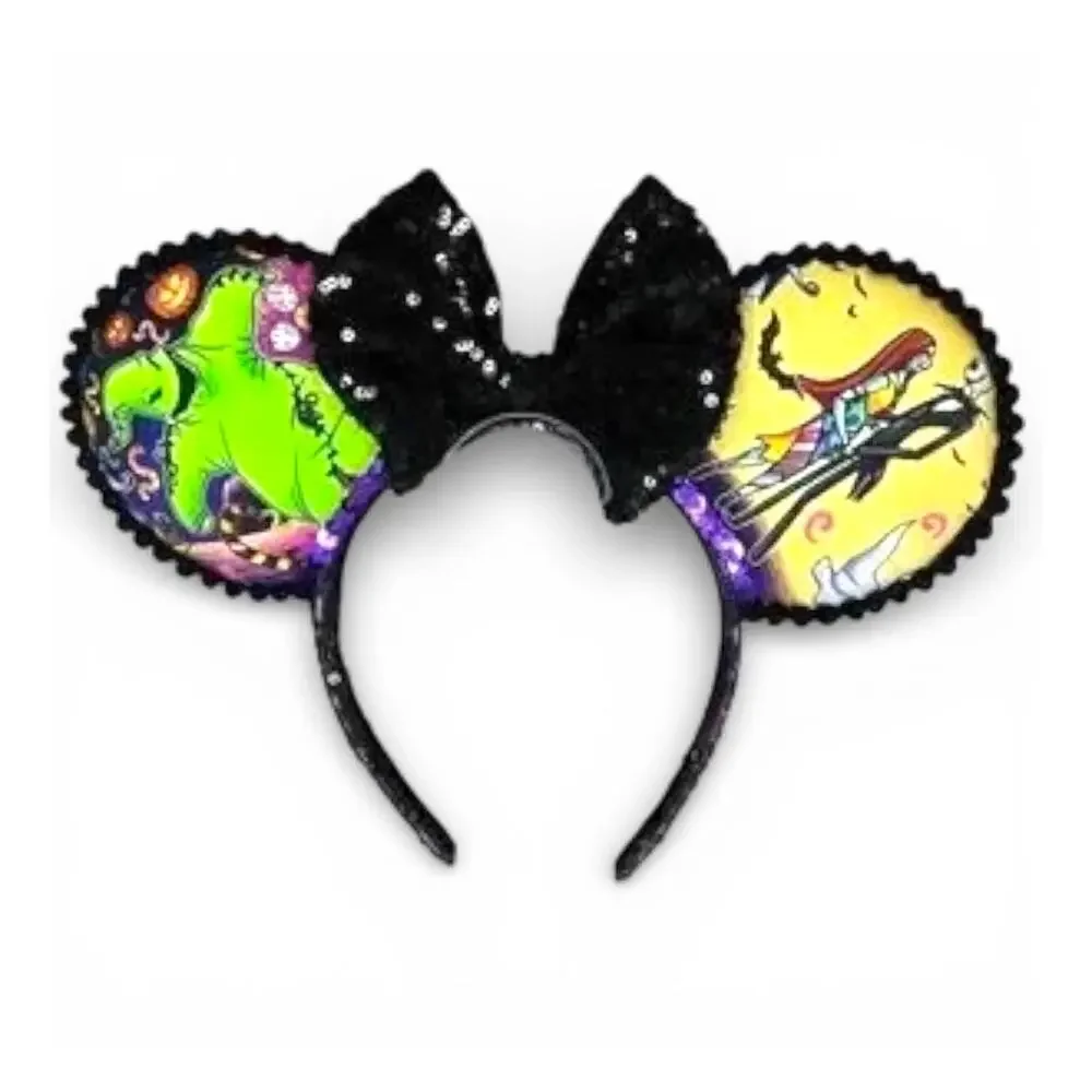 Custom Nightmare Before Christmas Mouse Ears Oogie Boogie Jack Sally Sequin